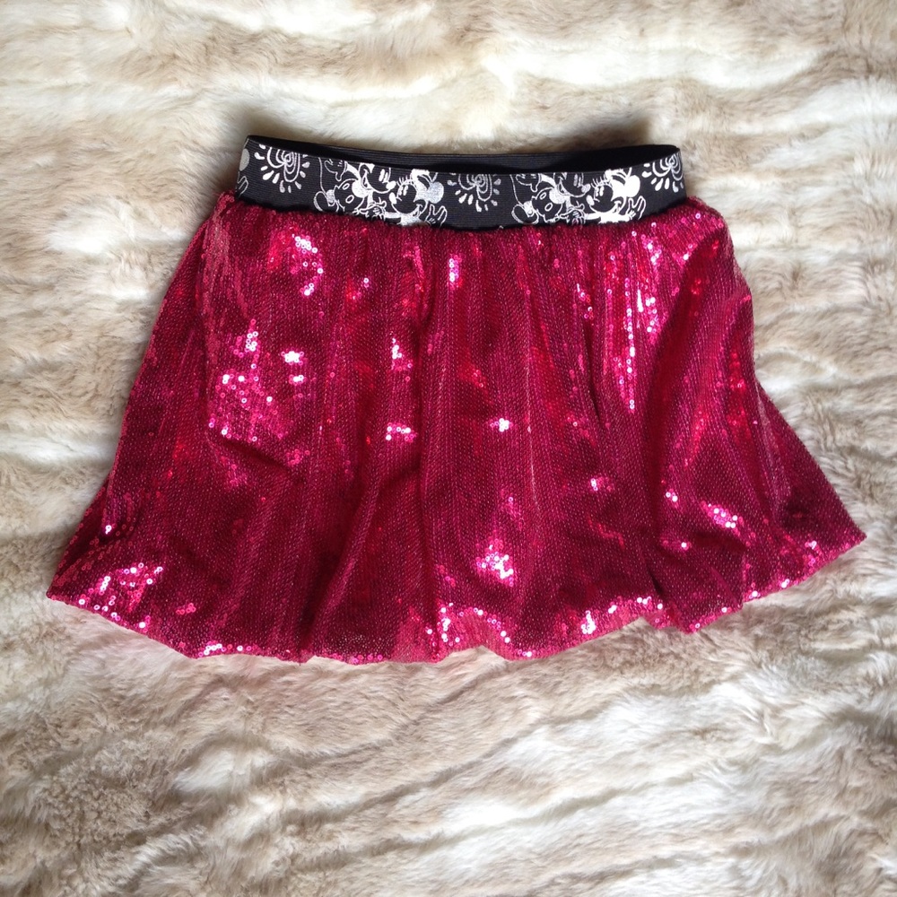 Disney Parks Minnie Mouse Sequin Pink Skort